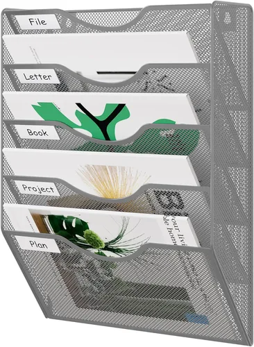 Vista 33 de EasyPAG Office - Carpeta de pared con 3 bolsillos para guardar archivos, organizador de metal para documentos Negro