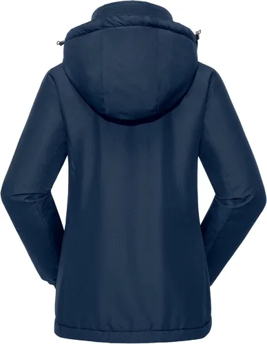 Vista 3 de CAMEL CROWN Chaqueta de esquí para mujer, impermeable, cálida, para invierno, con capucha, rompevientos, rompevientos, resistente al viento