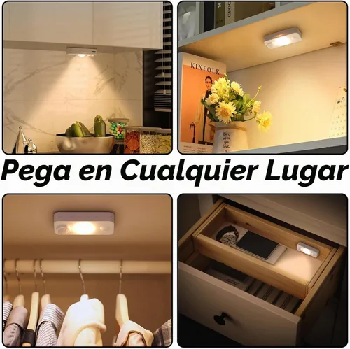 Vista 7 de NIEGNOWOO Luces LED con sensor de movimiento en forma de disco, recargables, luces de gabinete, se adhieren, luz nocturna LED inalámbrica