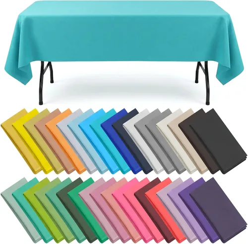 Vista 9 de Newwiee - Paquete de 23 manteles de plástico coloridos a granel de 54 x 72 pulgadas Manteles desechables de arcoíris para mesas rectangulares