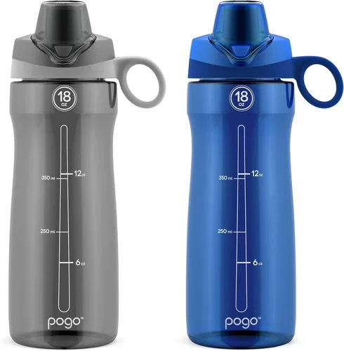 Vista 8 de Pogo Botella de agua reutilizable de plástico de 32 onzas, paquete de 2 con Aquaviva/Satén Rosa