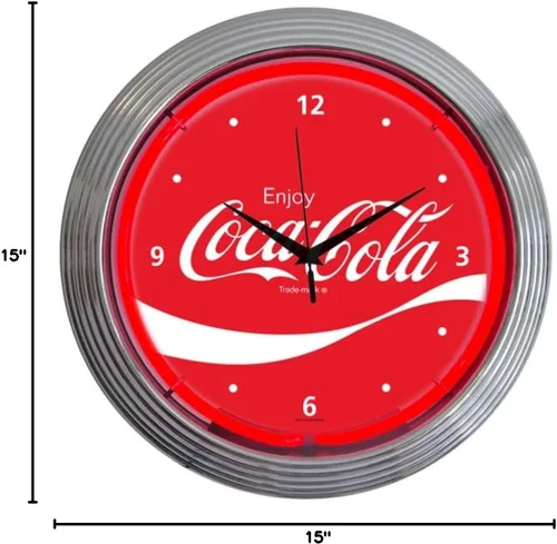 Vista 2 de Neonetics Drinks Coca Cola Wave - Reloj de pared de neón, 15 pulgadas