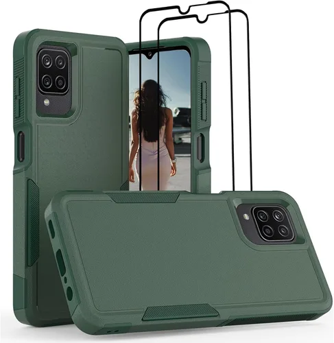 Vista 44 de Jeylly Funda compatible con Samsung Galaxy A12, Samsung Galaxy A12 con protector de pantalla de vidrio templado, protección contra caídas de grado