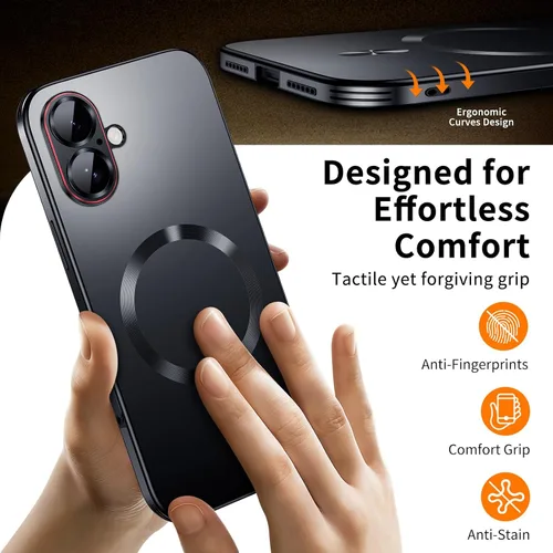 Vista 5 de Funda para iPhone 17, diseño delgado de alta resistencia compatible con MagSafe, fuerte protección magnética a prueba de golpes para pantalla y Negro