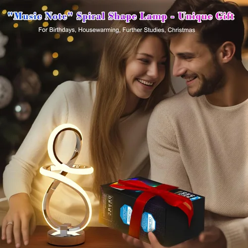 Vista 7 de Lámparas de mesa modernas, lámpara LED espiral regulable de 3 niveles con función de memoria, lámpara de noche táctil y control remoto con 16 modos