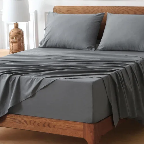Vista 5 de HYPREST juego de sábanas Queen de bolsillo extra profundo se ajusta a colchones de 18"-24" de profundidad - Juego de sábanas Queen 100% algodón, Gris