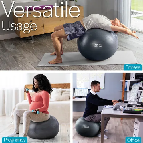 Vista 3 de Core Balance Pelota de ejercicio para entrenamientos, resistente a estallidos y antideslizantes, pelota de yoga suiza para embarazo, estabilidad