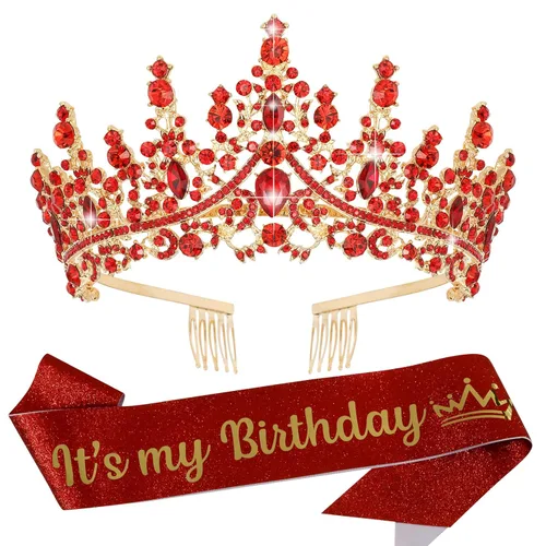 Vista 10 de VELSCRUN Coronas de Tiara de Cumpleaños para Mujeres y Niñas Es Mi Cumpleaños Banda Princesa Reina Accesorios para el Cabello de Feliz Cumpleaños AB
