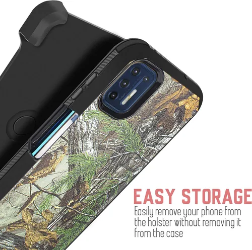 Vista 3 de Funda protectora para Moto G9 Plus, con protector de pantalla integrado, resistente grado militar, con clip para cinturón y soporte (camuflaje)