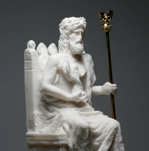 Vista 9 de Conjunto de escultura de estatua de Dios griego romano rey Zeus y Poseidón Alabastro