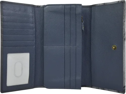 Vista 3 de Anna de Anuschka - Cartera organizadora de tres pliegues pintada a mano para mujer