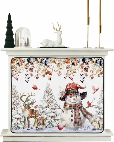 Vista 16 de Cubierta magnética azul para chimenea, detiene la pérdida de calor, pantalla de chimenea para interiores, bolas de gnomos de Navidad, árbol de copo