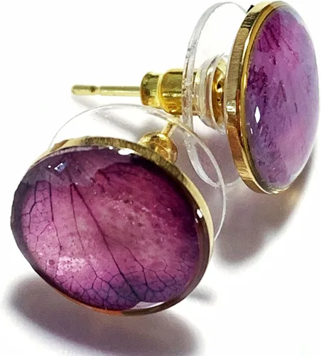 Vista 2 de FLOWER LEGEND Juego de aretes de plata esterlina 3 en 1 joyería de flores prensadas aretes de resina joyería de disfraz aretes colgantes