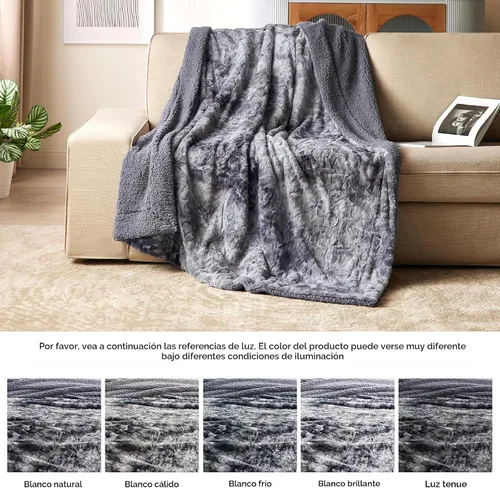 Vista 7 de Bedsure GentleSoft Manta Mullida de Sherpa - Manta de Forro Polar Cálida y Acogedora para Regalo de Mujer, Manta de Navidad de Felpa y Piel