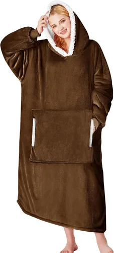 Vista 44 de yescool - Cobija con capucha, sudadera de franela de forro polar sherpa para adultos, mujeres y hombres, talla única