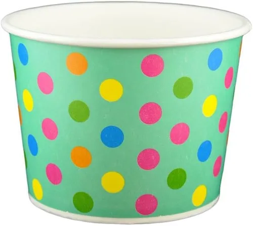 Vista 5 de Vasos de papel de yogur de 12 onzas, 1000 unidades (lunares - azul)