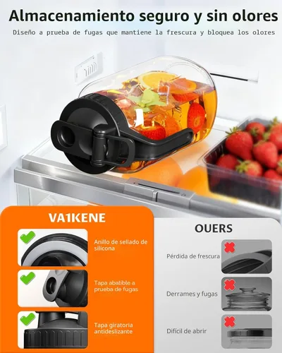 Vista 4 de Jarra Mason Jar de 64 onzas – Jarra de vidrio hermética y a prueba de fugas con tapa, perfecta para té helado, té solar, cerveza fría, leche