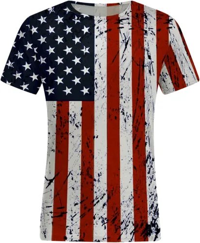 Vista 3 de Camiseta de manga corta para hombre, diseño de bandera estadounidense, para el 4 de julio, para el Día de la Independencia, camisetas patrióticas