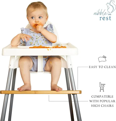 Vista 11 de Nibble and Rest Woodsi Footsi - Reposapiés para silla alta IKEA Antilop, reposapiés de madera de bambú, altura ajustable, accesorios para silla