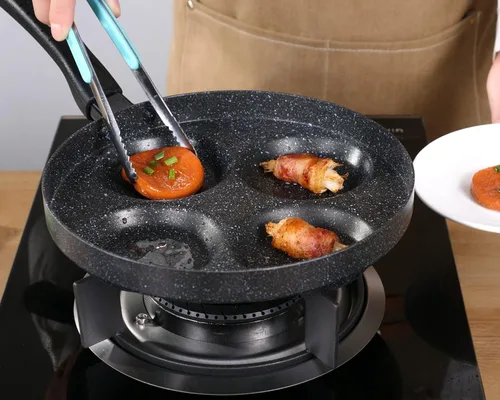 Vista 7 de MyLifeUNIT Sartén de aluminio para huevos de 4 tazas, sartén antiadherente para huevos