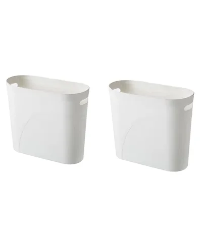 Vista 7 de Basurero pequeño para baño, 3 galones, plástico delgado, juego de 2, color negro