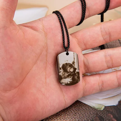 Vista 5 de Fanery Sue Collar personalizado para cenizas de mascotas para perros y gatos, foto y texto personalizados, regalo de condolencia, regalo