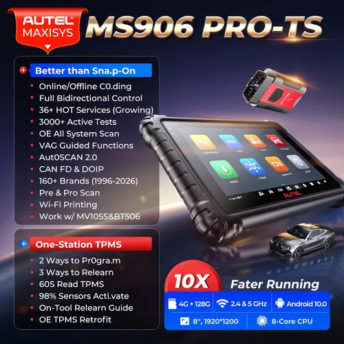 Vista 2 de Autel MaxiSys MS906 Pro-TS Escáner, actualización de herramienta de escaneo MS906PRO-TS 2026 MS906MAX MS906 PRO MP900BT, funciones TPMS superiores