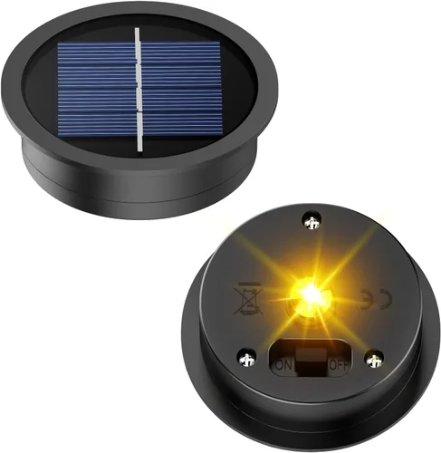 Vista 9 de Paquete de 4 piezas de repuesto de luz solar, parte superior de repuesto de luz solar impermeable con bombillas LED para linternas solares