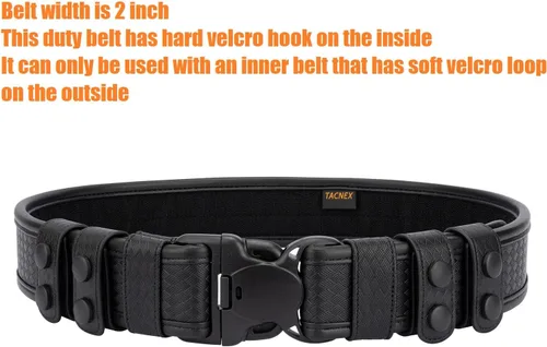 Vista 2 de TACNEX Cinturón de Servicio de Tejido de Canasta de 2" con Forro de Gancho 4 Sujetadores Cinturón Interior Reversible de 1.5" para Policía