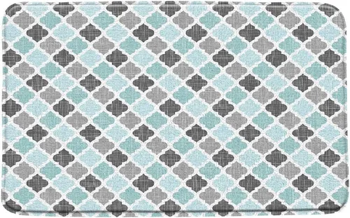 Vista 9 de Tapete de baño negro azul gris con patrón geométrico Asbtarct vintage, moderno, estilo granja, clásico, de microfibra, de espuma viscoelástica
