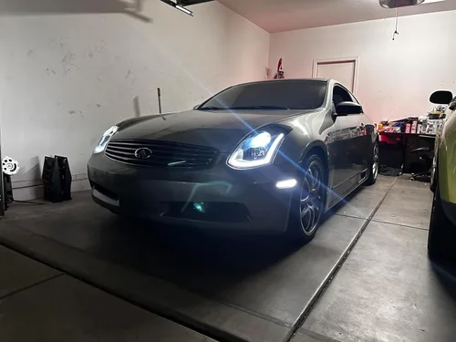 Vista 5 de Luz LED Blanca de Marcador Lateral del Parachoques Delantero Compatible con G35 Coupe 2003-2007 /Skyline V35 Coupe 2002-2007, Reemplaza