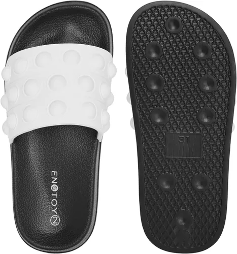 Vista 5 de Engtoy Sandalias para niños y niñas, unisex, ligeras, antideslizantes, puntera abierta, cómodas, para ducha, playa, divertidas sandalias