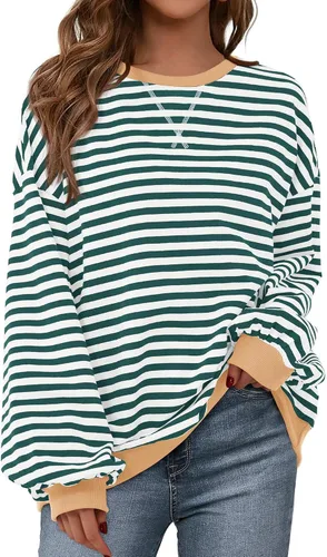 Vista 24 de BTFBM Sudadera de gran tamaño para mujer 2026 otoño Azul Beige Blanco
