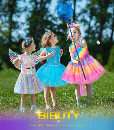 Vista 6 de Princess Dresses for Girls Dress up Clothes Trunk BIBUTY Pretend Play Costumes with 4 Unicorn Princess Sets for 3-6yr Girls