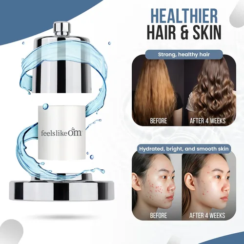 Vista 3 de Feels Like Om Cabezal de ducha filtrado con suavizante de agua, filtros de ducha para eliminar productos químicos tóxicos y 98% del cloro, filtro