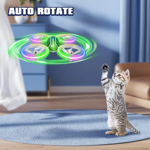 Vista 2 de Mini dron para niños principiantes, cuadricóptero RC con retención de altitud, giros 3D y luces LED