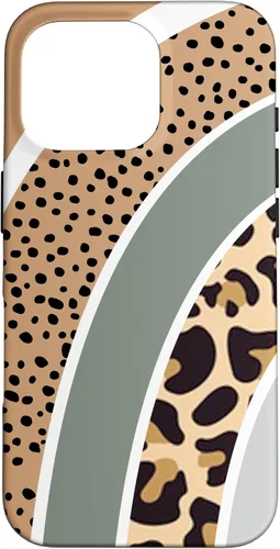 Vista 20 de Boho Burnt Orange Half Rainbow with Dotted Pattern Leopard Case for iPhone 17