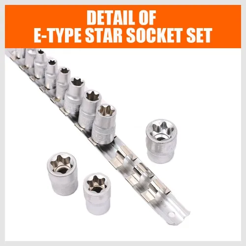 Vista 2 de HORUSDY Juego de zócalo de 11 piezas E Torx hembra externo Star Socket Set E4 - E20 Juego de zócalos de par