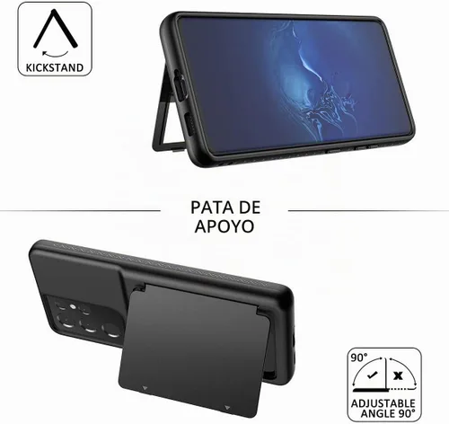 Vista 5 de WeLoveCase Funda tipo cartera para Samsung Galaxy S21 Ultra con tarjetero y espejo oculto, protector protector a prueba de golpes resistente