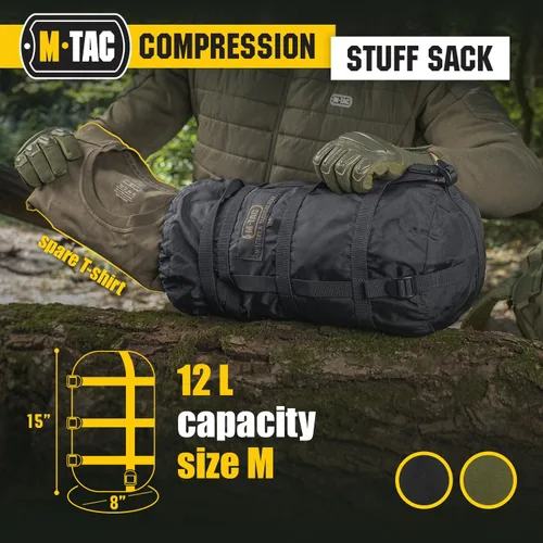 Vista 4 de M-Tac Saco de compresión para saco de dormir militar resistente al agua, bolsa de compresión ligera de nailon para viajes, campamento, senderismo