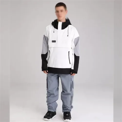 Vista 6 de LIUZH - Chaqueta de esquí deportiva para hombre, chaqueta de snowboard para invierno, suéter con capucha, chaqueta de nieve a juego, ropa de esquí