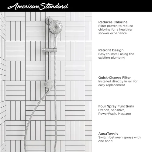 Vista 7 de American Standard 9238759.295 Spectra Sistema de riel de ducha manual filtrado en níquel cepillado