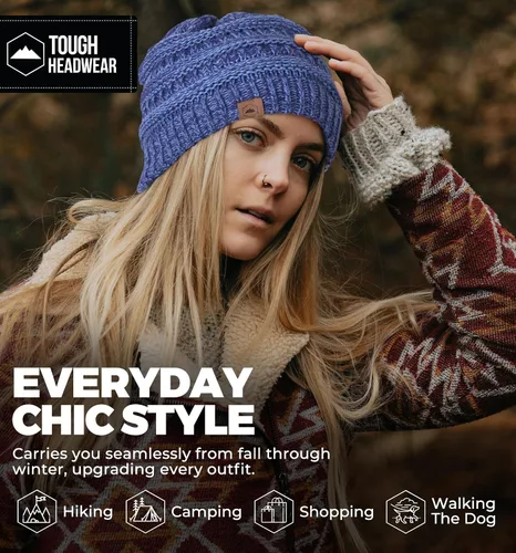 Vista 30 de Gorro de punto para mujer, cálido y suave, elástico, para clima frío de Tough Headwear