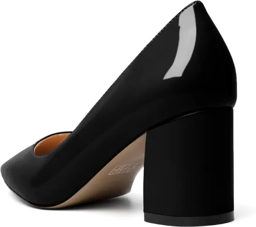 Vista 5 de YODEKS Zapatos de vestir con tacón de bloque sin cordones y punta cuadrada, tacón bajo y grueso, de 2.5 pulgadas, para mujer, novia, boda, fiesta