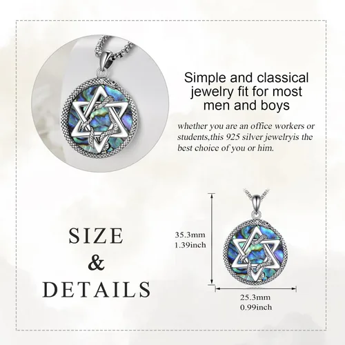 Vista 5 de KQF Collar con dije de estrella de David S925 de plata esterlina hexagrama gótico de huesos para hombre