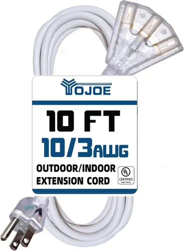 Vista 11 de YOJOE Cable de extensión de 3 salidas para interiores y exteriores con extremo iluminado, cable de alimentación de 3 clavijas 15A resistente a