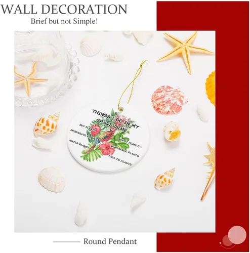 Vista 6 de Adornos de plantas para árbol de Navidad, decoración de Navidad de señora de plantas locas, bonitos y divertidos adornos de cerámica para amantes