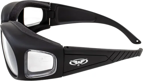 Vista 4 de 2 pares de anteojos de sol de seguridad para motocicletas se adapta a la mayoría de lentes recetados, humo y claridad noche y día, cumple