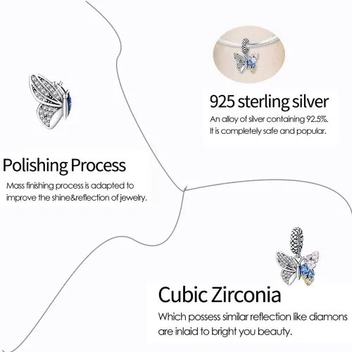 Vista 3 de Abalorios de plata de ley 925 para pulseras Pandora, regalos de joyería para mujer y niña.
