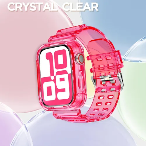 Vista 349 de DABAOZA - Correa transparente compatible con Apple Watch con estuche protector, correa deportiva de TPU con brillo para mujeres y hombres